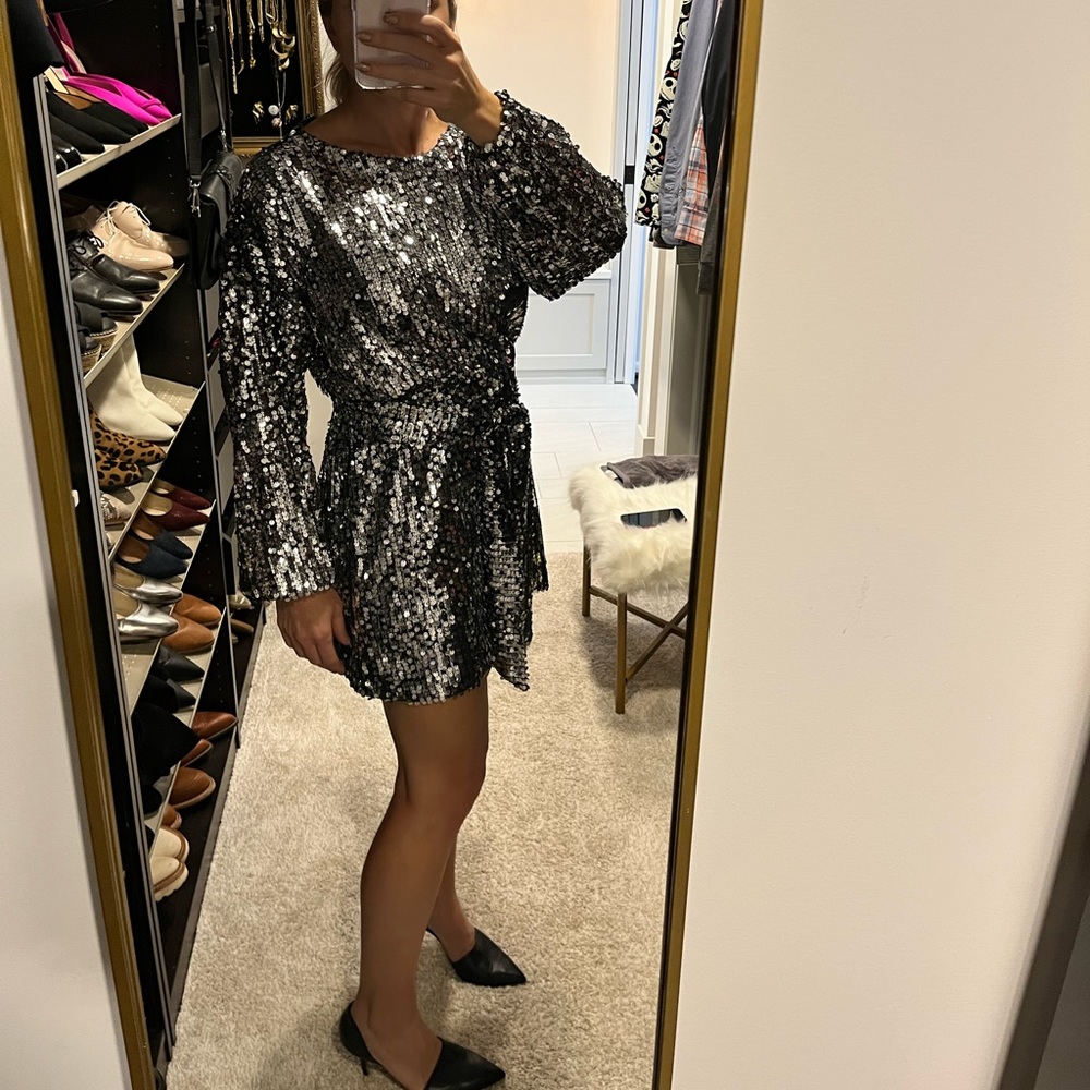 Current season! Zara sequin mini dress with long sleeves elastic cuffs.